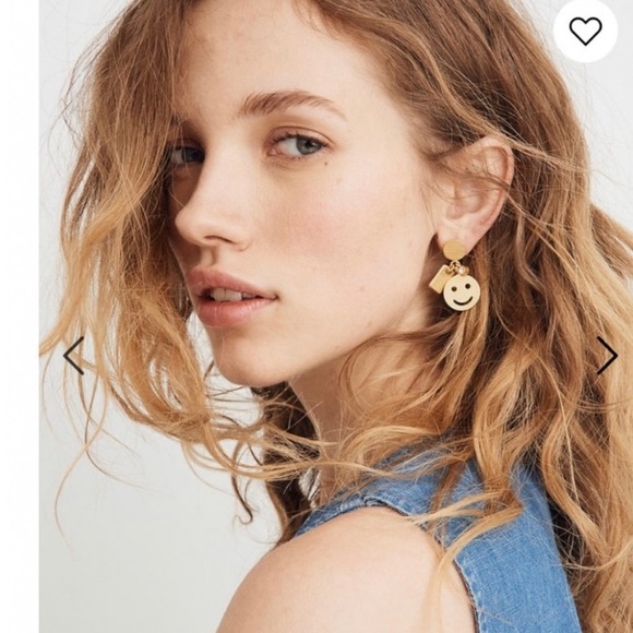 NWT Madewell Gold Charm Earrings. Smiley Face, Stars. Sterling Silver Posts. - Picture 3 of 6
